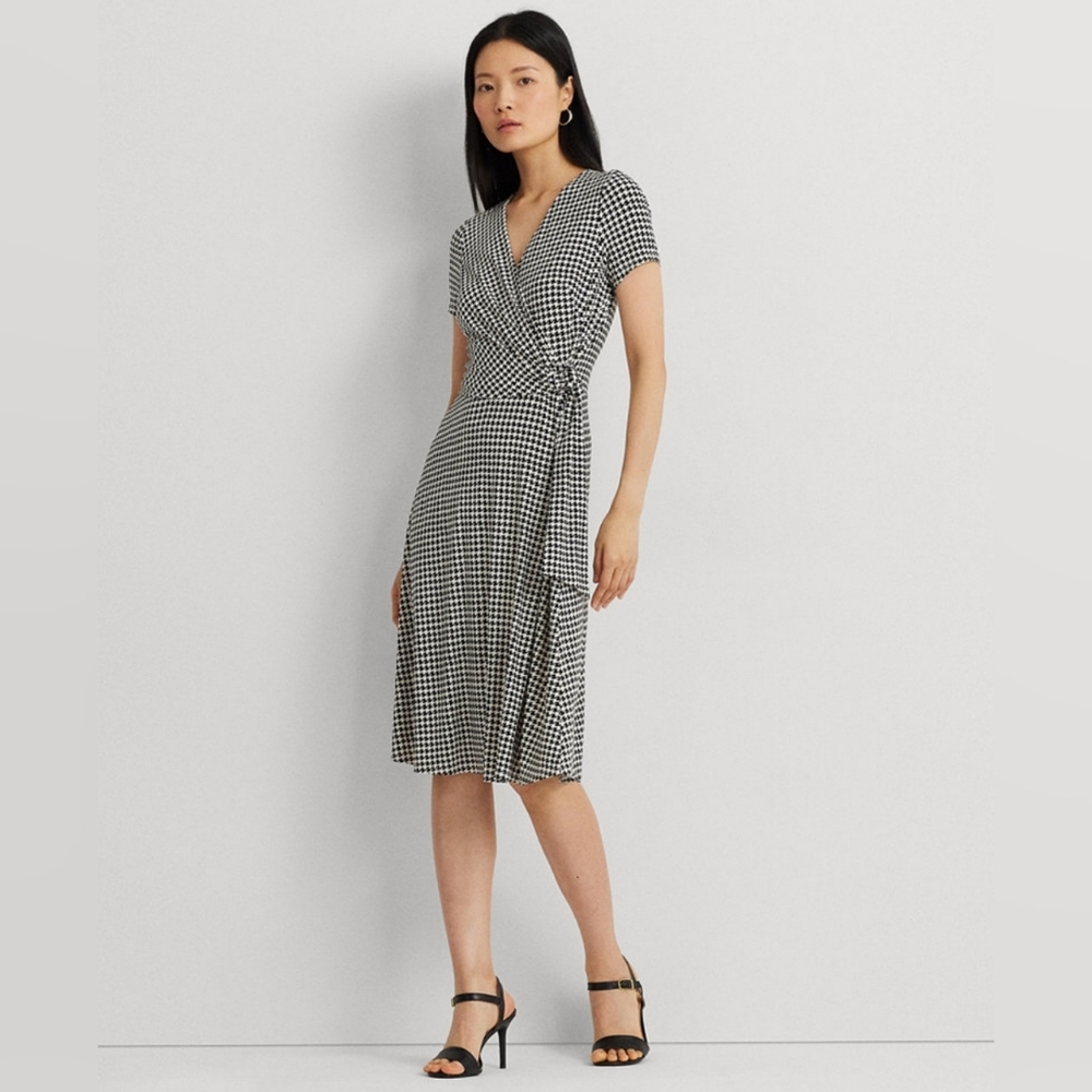 Lauren Ralph Lauren | Short Sleeve Black & White Wrap Dress